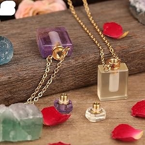 Amazon.com: HXSCOO Natural Stones Perfume Bottle Gold Chains